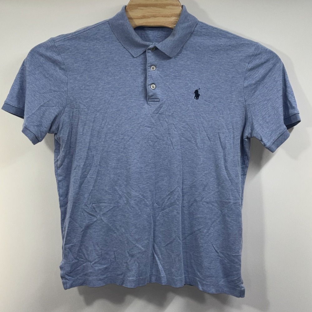 Polo Ralph Lauren Men's M Classic Fit Polo Shirt Blue Heather Short Sleeve Pony - Picture 4 of 6